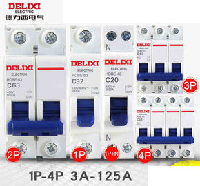 Delixi HDBE مدار شکن صنعتی صنعتی 1 ~ 63A 80 ~ 125A 1P 2P 3P 4P AC230 / 400V